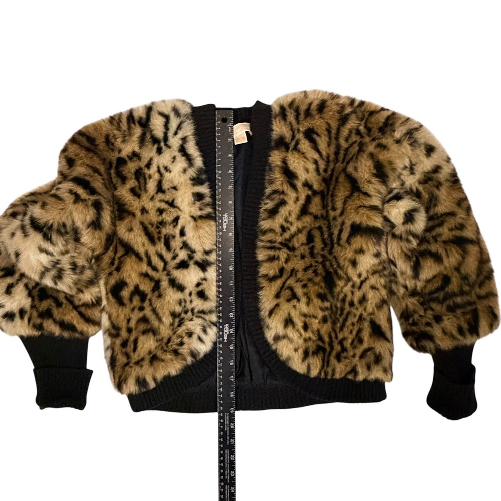 Michael Michael Kors Faux Leopard Fur Bomber Jacket Brown Black Animal Print - Picture 3 of 8